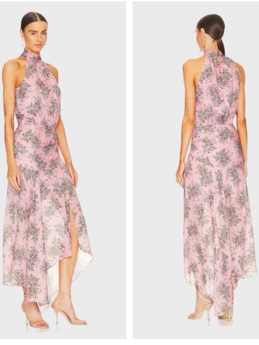 Veronica Beard Leia Paisley Print 100% Silk Halter Neck Maxi Dress Size 6